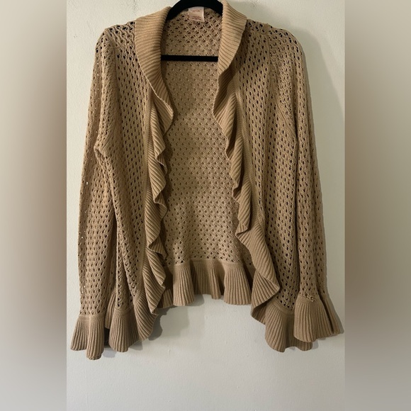 Faded Glory Sweaters - Faded Glory Women's Beige Ruffle Cardigan